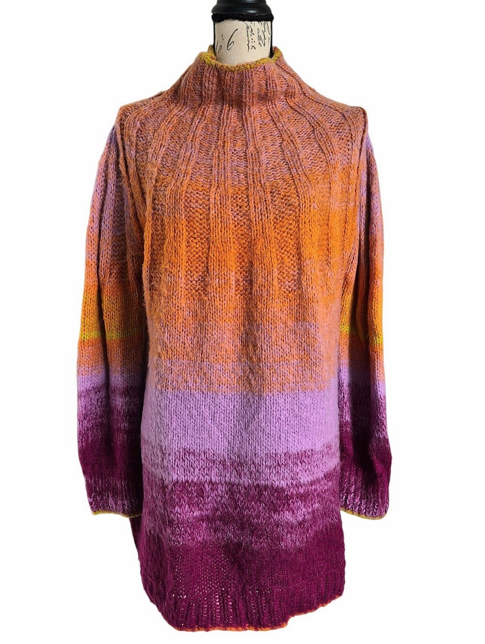 Anthropologie Perri Ombre Oversized Alpaca Wool Blend Tunic Sweater M Cozy